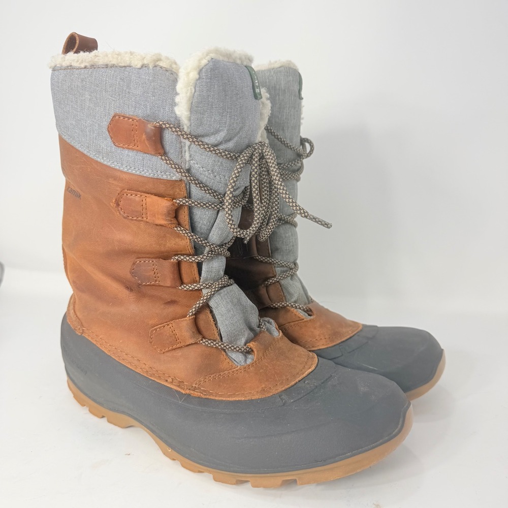 Kamik Snowgem Womens 10 Brown Grey Waterproof Insulated Winter Snow Boots